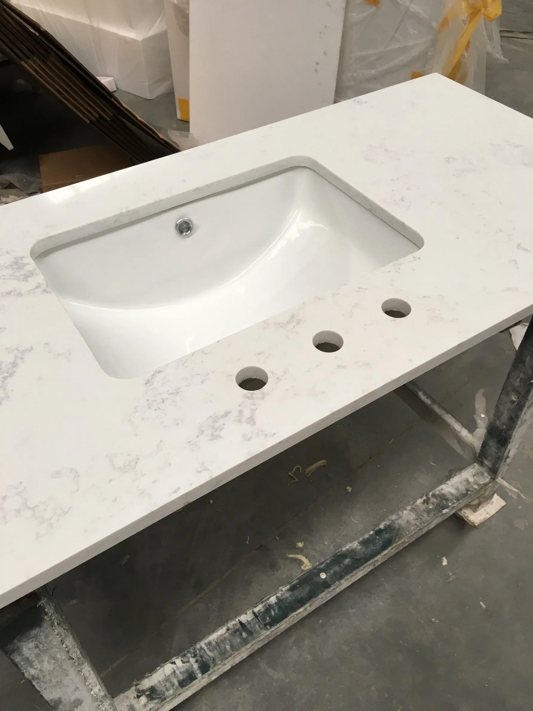 White Quartz with The Sink Bathroom Vanity Top Bath Top