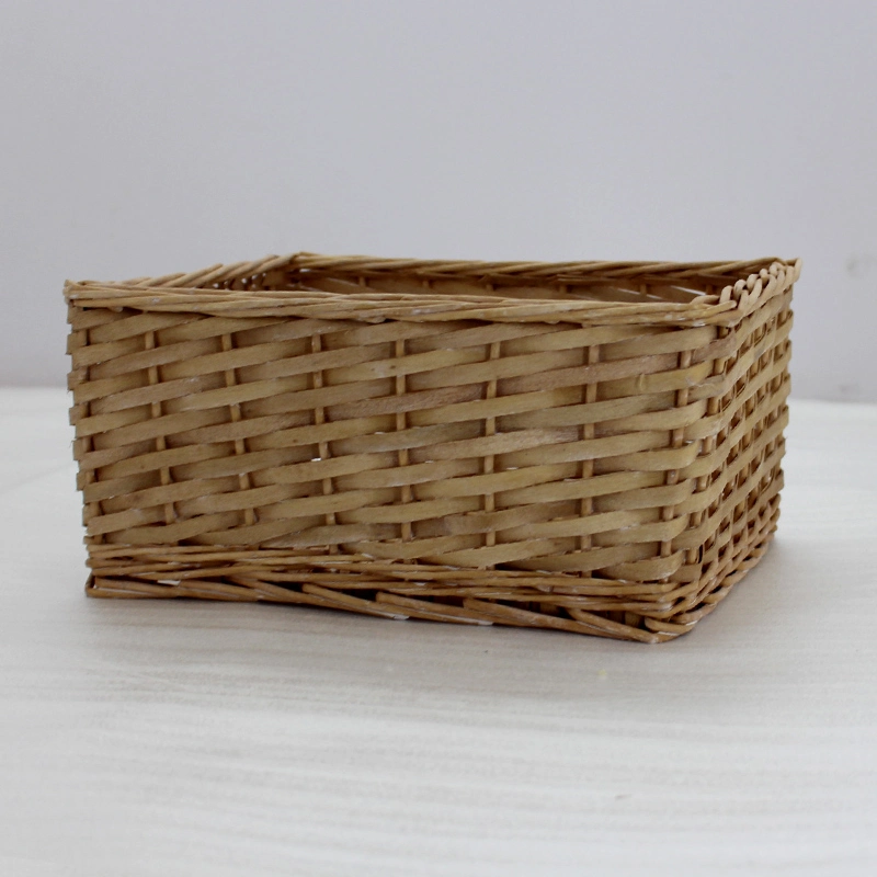 Hot Selling Handmade Rectangular Tabletop Sundries Toy Storage Wicker Woven Basket Set of 2