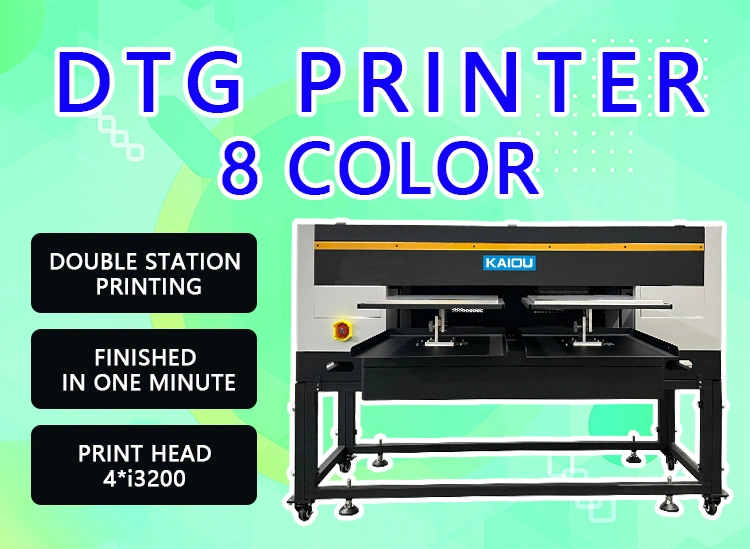 Kaiou 8 Color I3200 Automatic DTG Printer Any Color Garment Printing Machine for Cotton T-Shirt Print