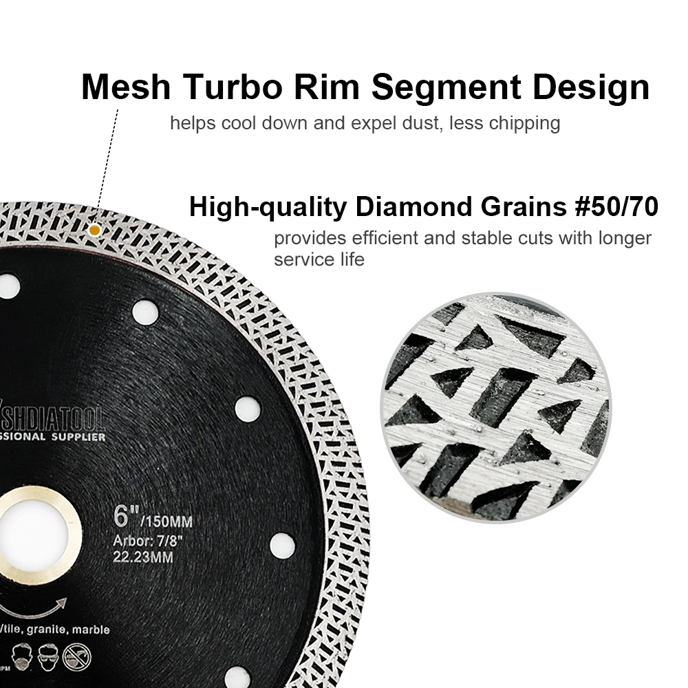 Dia 4''-9'' Diamond Cutting Disc Hot Pressed Sintered Mesh Turbo Saw Blade