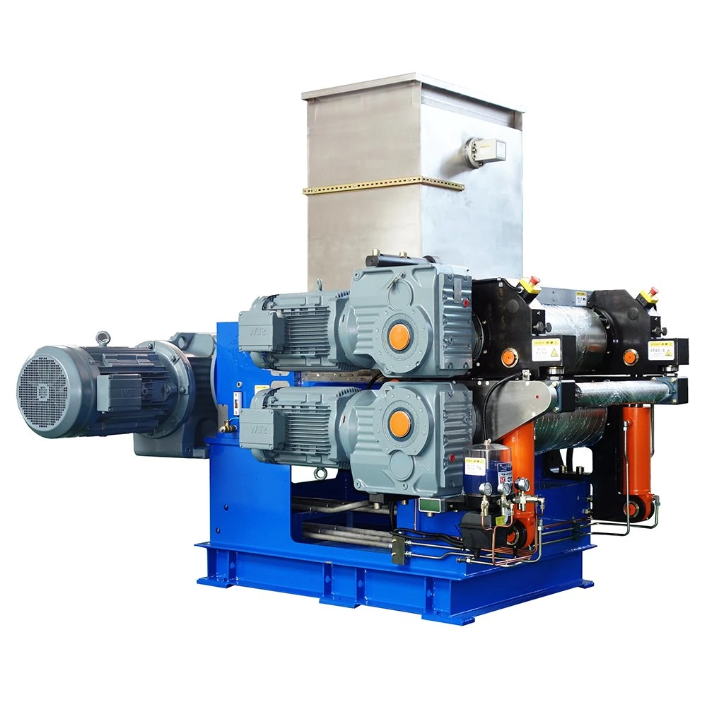 High Productivity Rubber Twin Screw Discharge Sheeter Extruder for Rubber Mixing Process with Roller Head