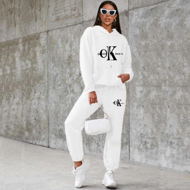 Wholesale/Supplier Women Casual Pullover Sport Sweatsuit Hoodie Sweatpants Jogger Set Leisure Sports Suit