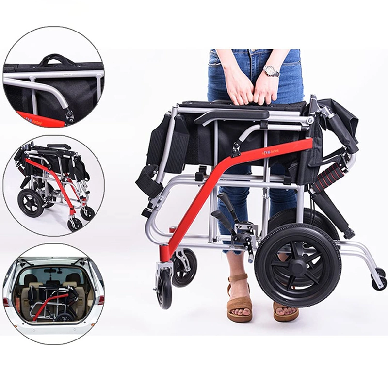 Populaires voyage pliable portable ultra léger utilisé handicapés en fauteuil roulant fauteuil roulant