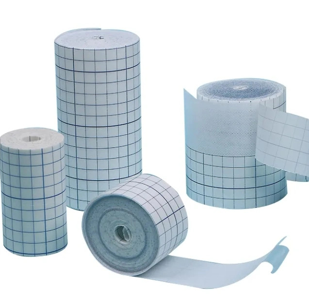 Disposable Surgical Tape Adhesive Wound Fixing Grid Printing 10cm*10m Non Woven Fabric Dressing Roll