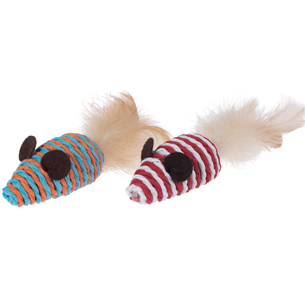 Rena Pet Seven Animal Mouse and Fish Shape Accessory Pet Cat Teaser Toys Ball Set with Feather