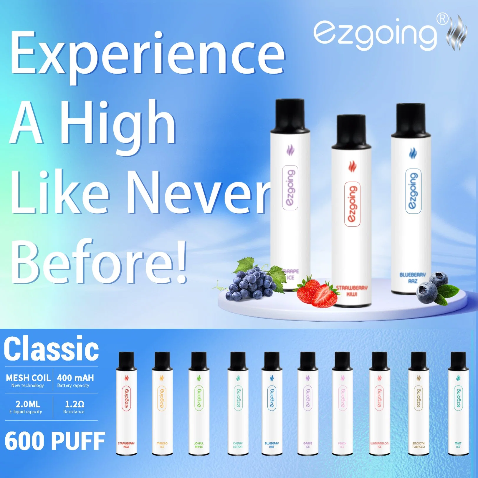 Wholesale/Supplier Shenzhen Mini Disposable Ezgoing Classic 600 Puffs Replaceable Pod Electric Cigarette Flavors Customized