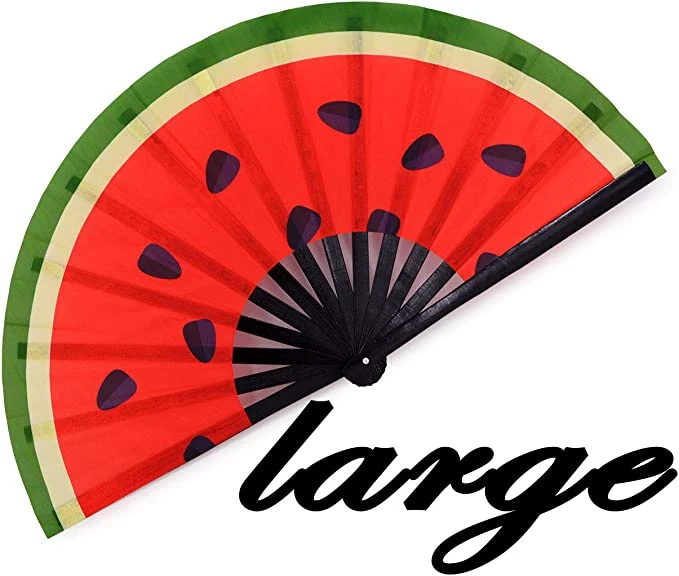 33cm UV Light Fabric Large Bamboo Craft Clack Folding Fan for Events