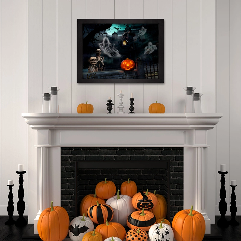 Halloween Wall Art LED Lighted Canvas Print Eve by Dona Gelsinger Decorative Poster for Holiday Decor