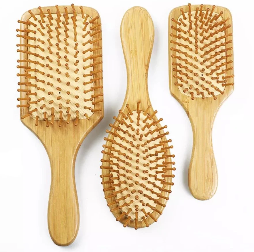 Custom Logo Natural Bamboo Phoebe Air Cushion Hair Care Bristles Brush Comb