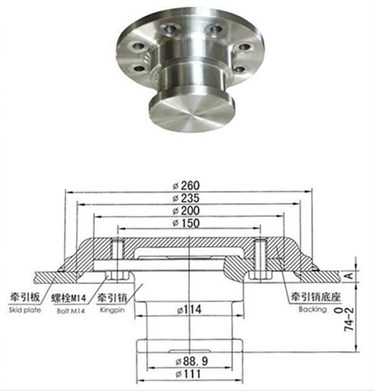 Yh1700 Heavy Duty Trailer Parts Carbon Steel Bolt-on 2 or 3.5 Inch Trailer King Pin