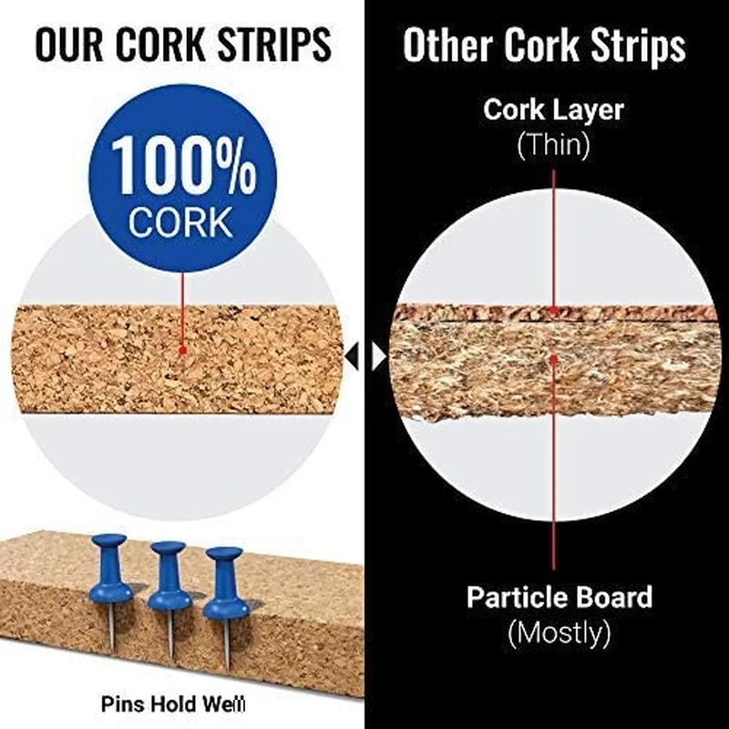 Cork Strips Self-Adhesive Cork Board with Pins for Office School Home Decor