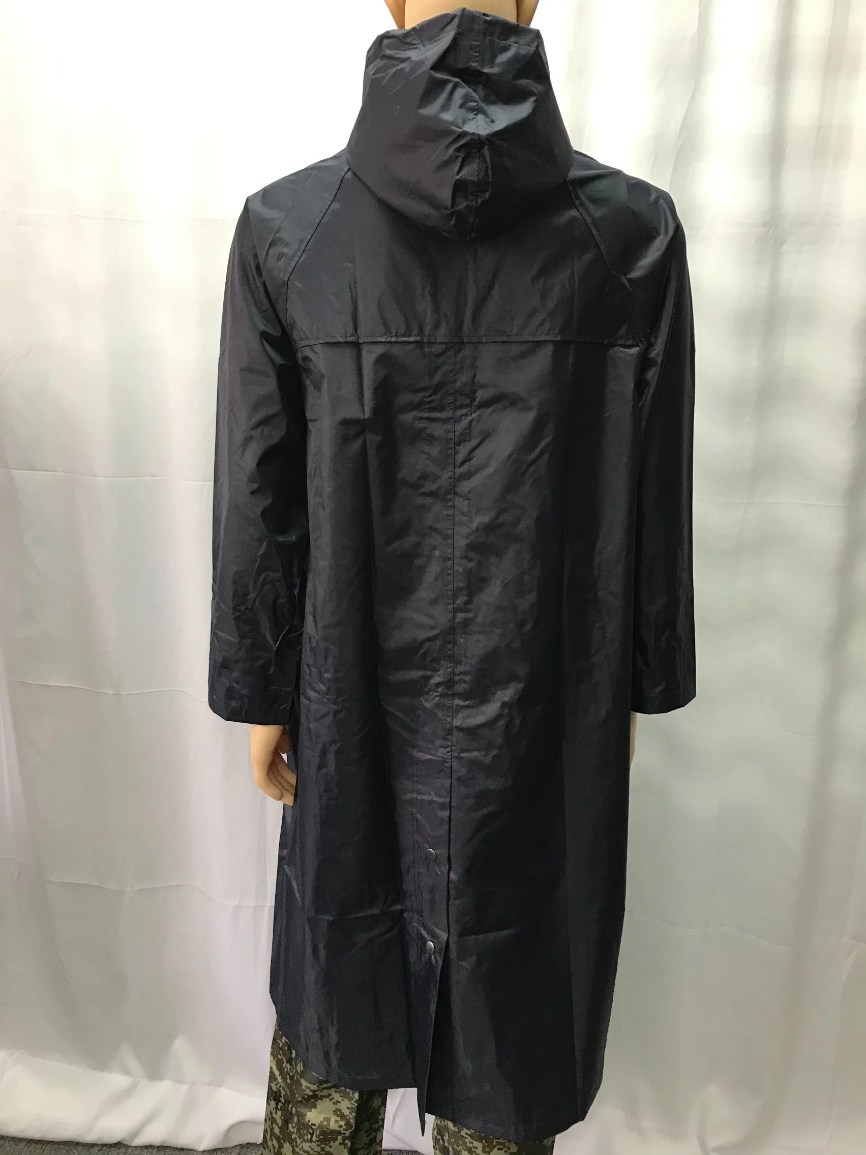 Dark Blue Long Rain Coat with Reflective Strip for Men