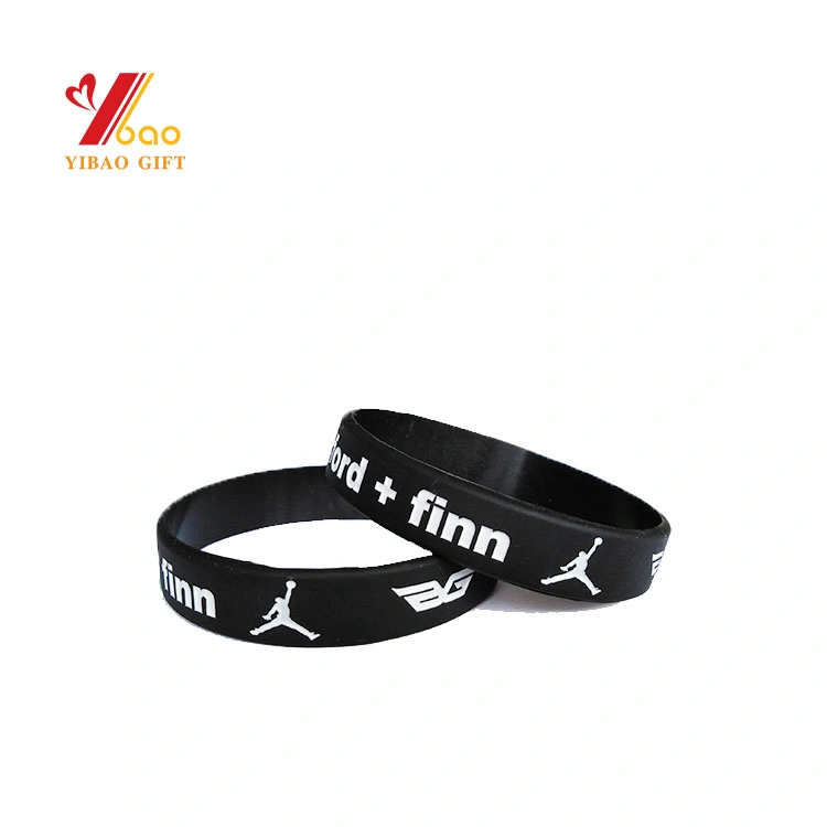 2019 New Style Black Custom Logo Fashion Sport Silicon Rubber Wrist Band PVC Embossed Colorful Wristband/Silicone Bracelet (YB-SW-007)