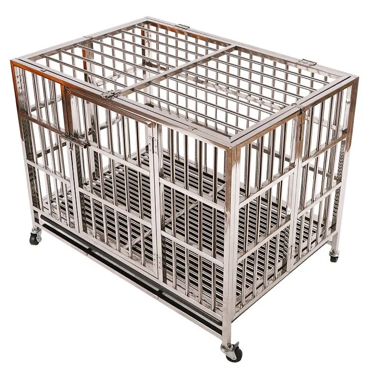 Dog Crate Kennel Playpen Large Strong Metal Cage for Large Dogs with Two Prevent Escape Lock and Four Lockable Wheels