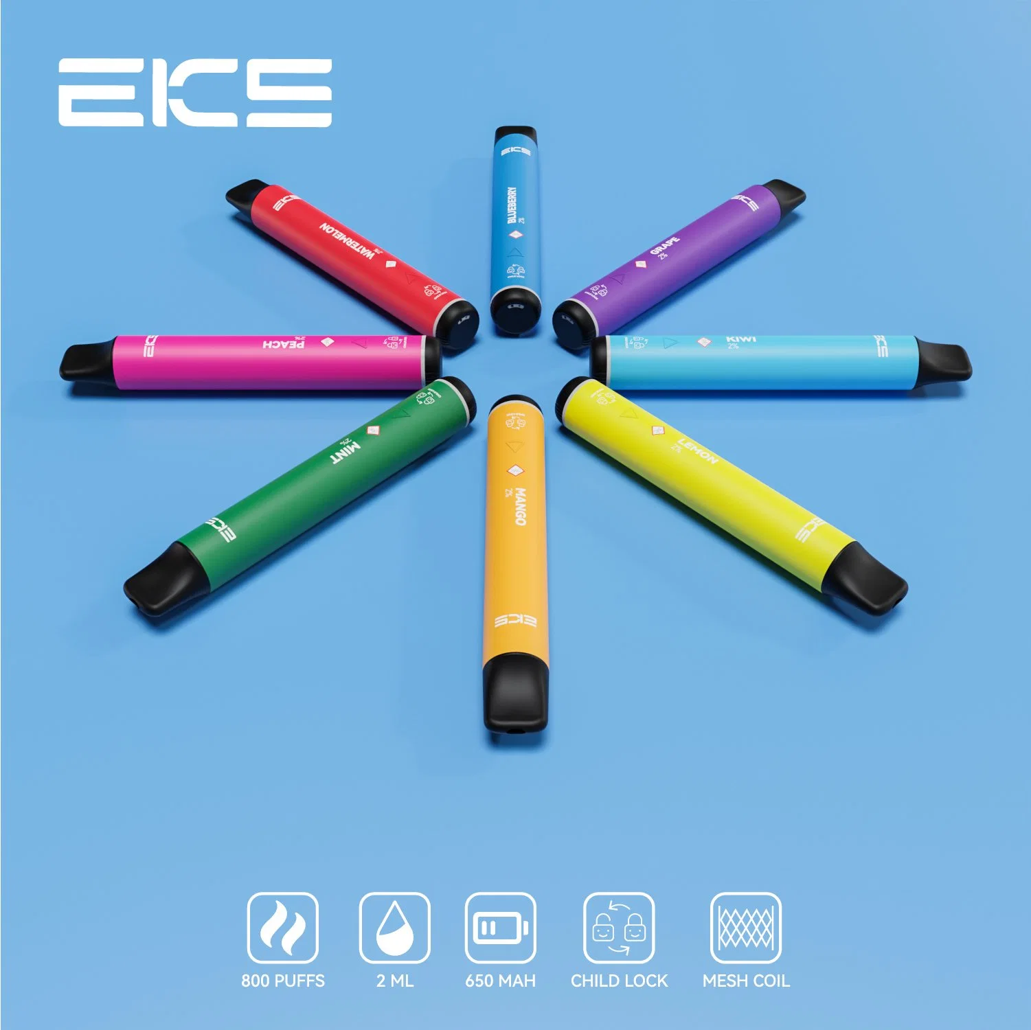 EKS Mini 2ml 800puff flujo de aire ajustable no recargable Elfa Nc600 E-Cigarette Fabricantes OEM a medida VAPE VAPE VAPE cigarrillos electrónicos