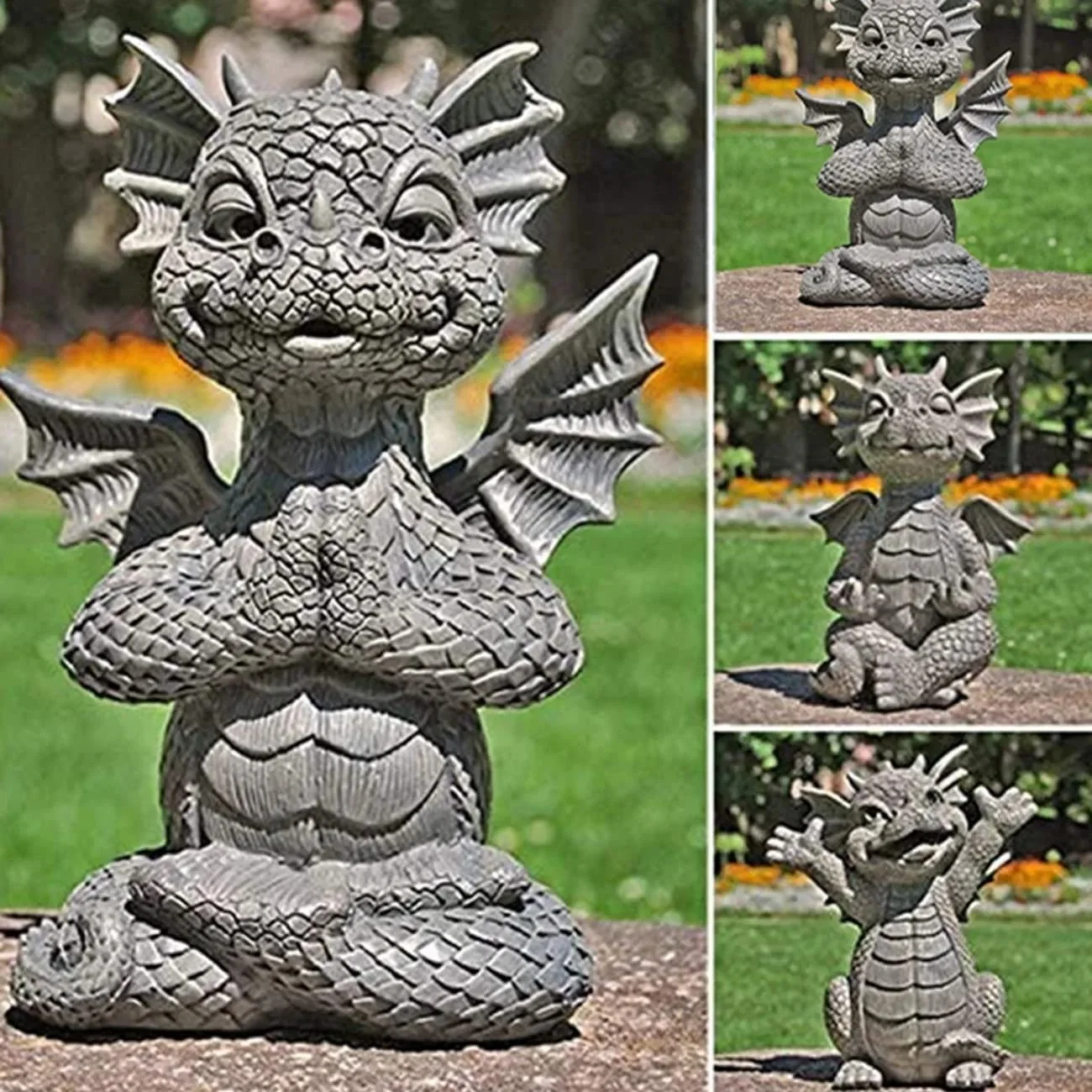 Garden Dragon estátua mão juntos resina Dinosaur decoração exterior