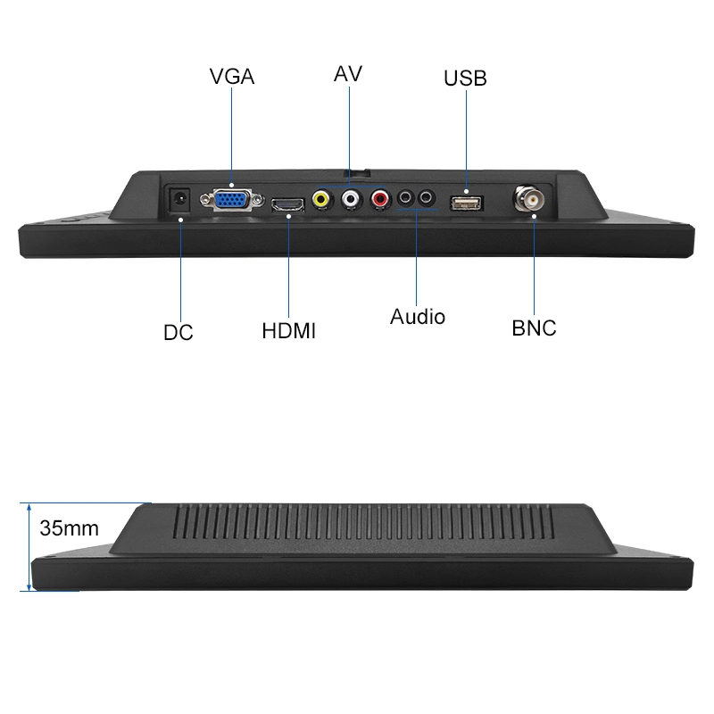 11.6 Inch IPS 1920*1080 HDMI VGA AV BNC USB Non Screen Speaker Remote TFT Gaming PC Desktop Computer with Monitor