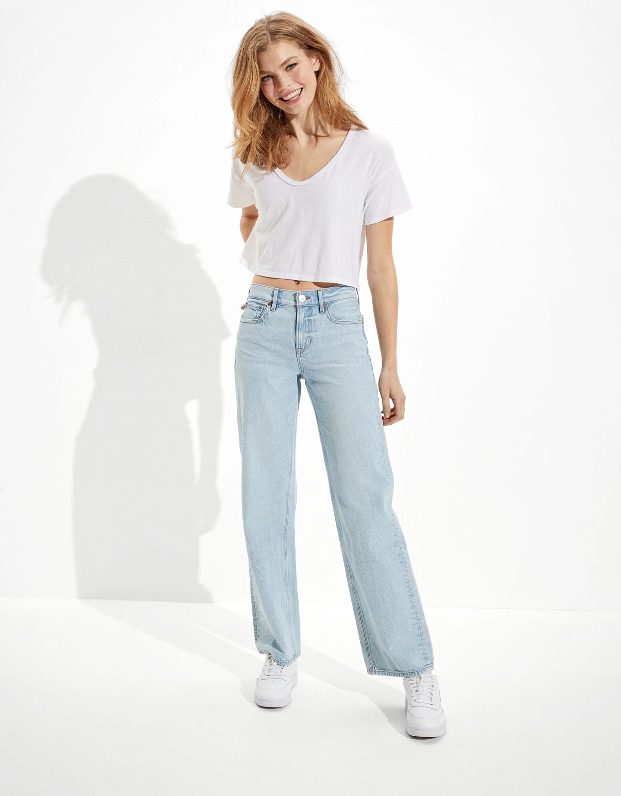 Moda holgados colocar amplia de pierna High-Waisted tramo no para damas estilo Denim Jeans