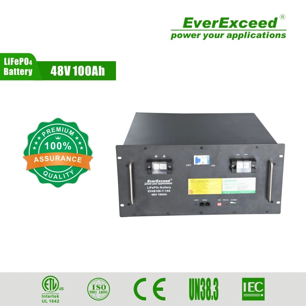 حزمة بطارية 48V 100ah Telecom Battery Pack 6000 دورة طاقة طوارئ LFPO4 البطارية وحدة تخزين الطاقة الشمسية في بنك الطاقة