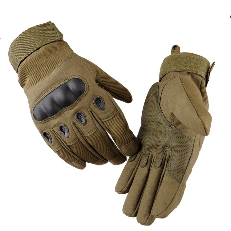 Anti-Slip Leather Protective Shock Resistant Full Finger Tactical Gloves with Elastic Band