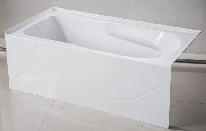 60" Skirted Acrylic Bathtub with Arm Rest Brass Drain Overflow