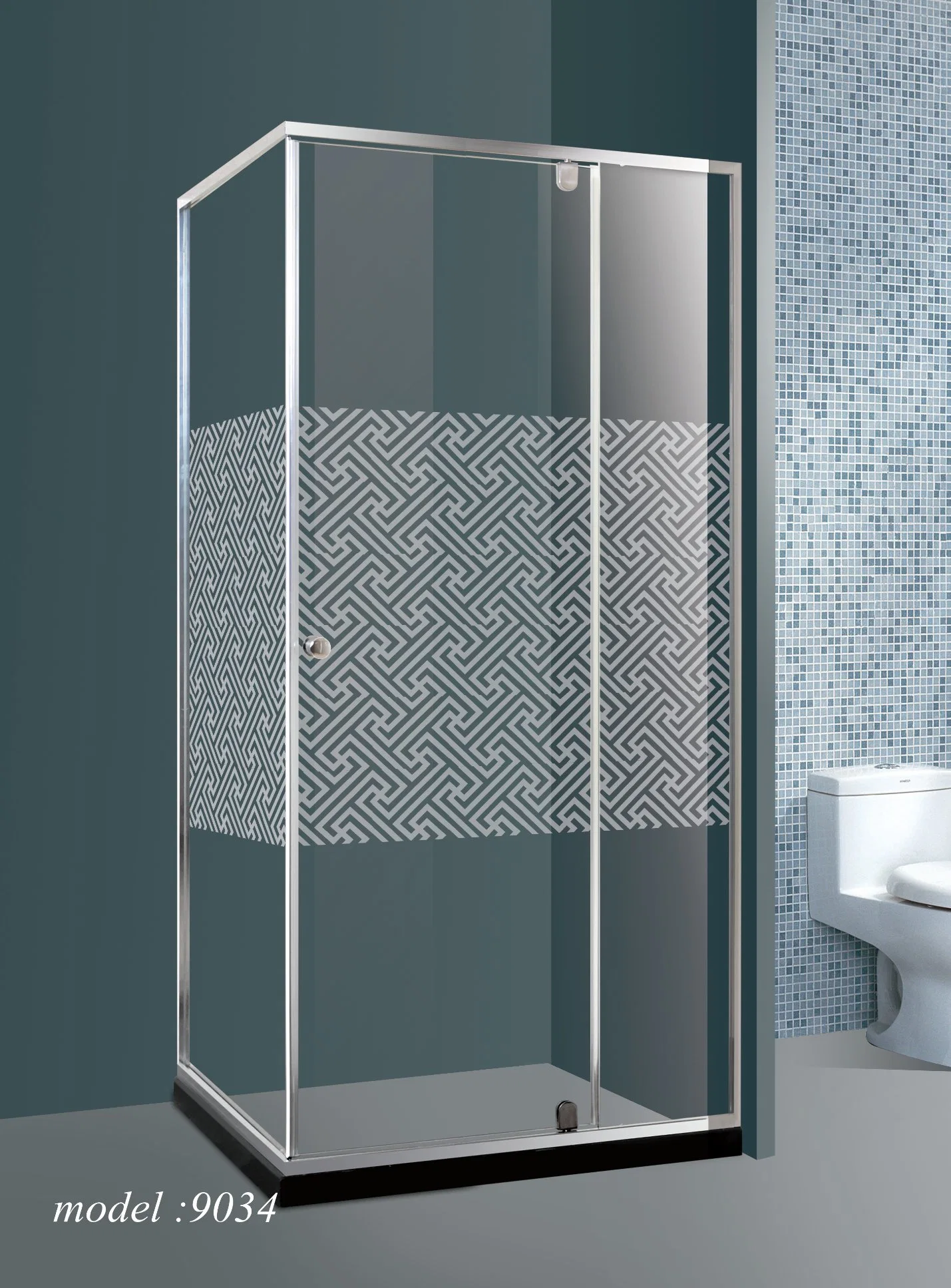 Beatiful Flower Froasted Bathroom Shower Room Enclosure Sliding Door Glass