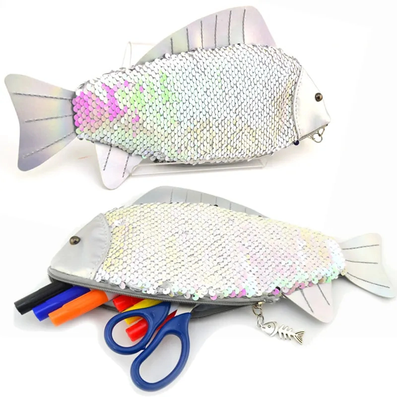 Fashion Carp Pen Bag Realistic Fish Shape Make-up Pencil Case with Zipper Makeup Pouch Casual Gift