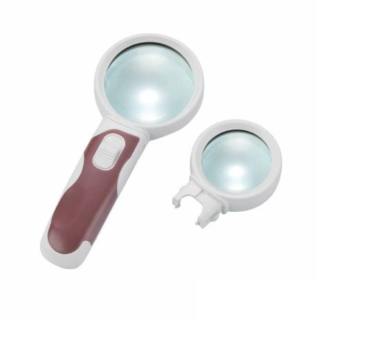 Interchangeable 2.5X/6X Handheld Magnifier 2 LED Magnifying Glass (BM-BG2007)