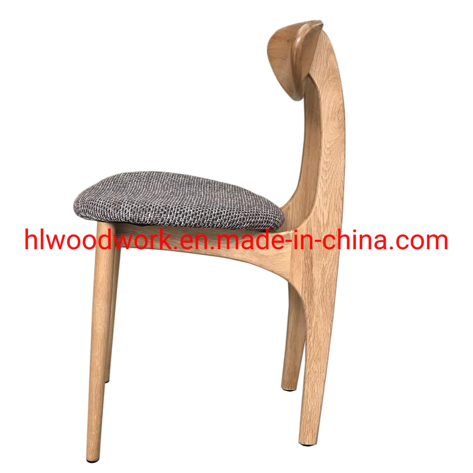 Dining Chair Oak Wood Frame Natural Color Fabric Cushion Brown Color B Style Wooden Chair Furniture Office Furniture