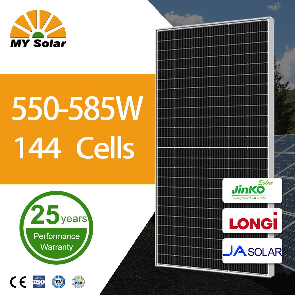 Longi/Ja/Jinko Mono Monocristalino PV Fotovoltaico 144 Medias celdas Panel de energía solar Precio 550 Watt 500W 530W 535W 540W 550W 555W 560W Trina/Yingli