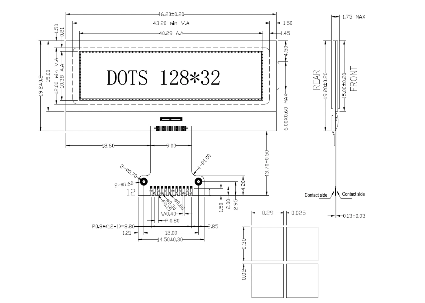 128X32 Graphic LCD Display, FSTN Positive Cog Spi LCD Module Customized