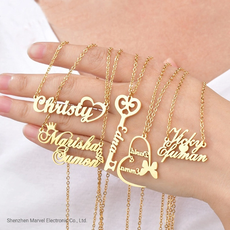 Personalized Stainless Steel Jewelry Gold Custom Name Plates Pendant Necklace