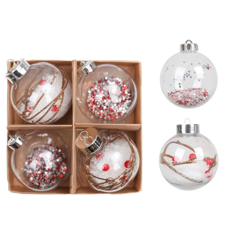 80mm Xmas Tree Ornaments Decoration Transparent Plastic Clear Baubles Craft Christmas Ball