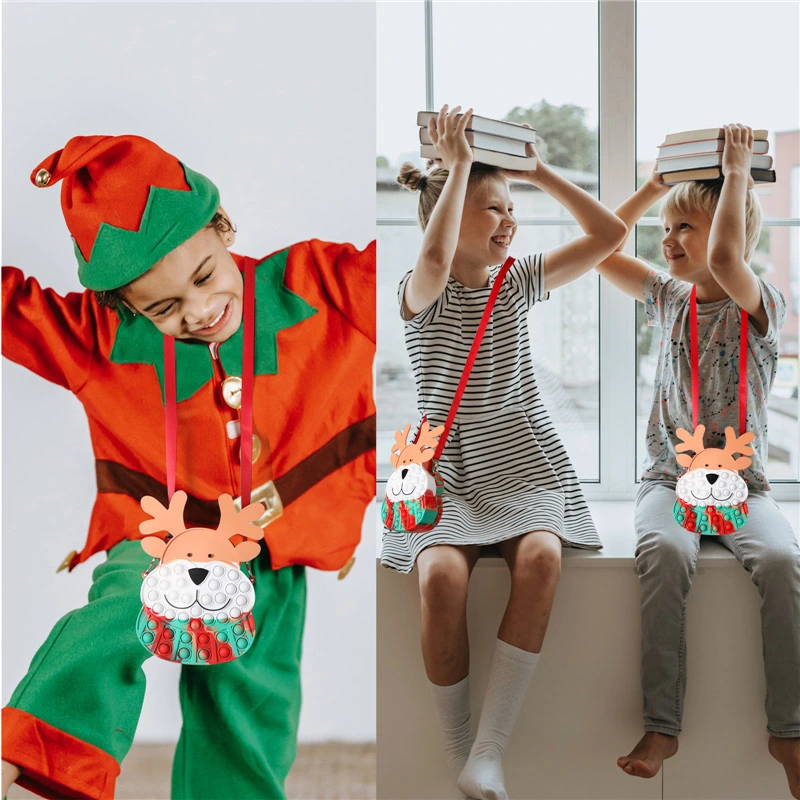 2021 New Style Christmas Gift High quality/High cost performance  Pop It Elk Shoulder Bag Bubble Fidget Sensory Toys for Kids Gift