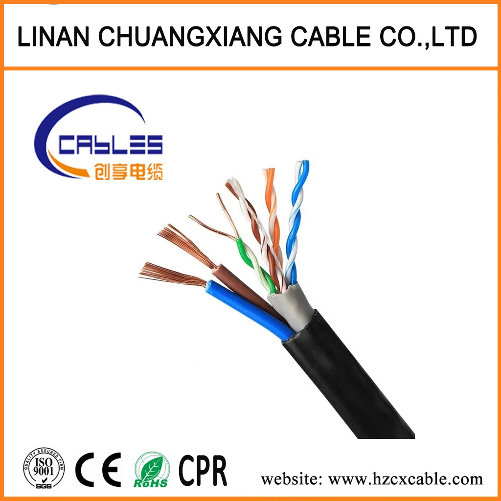 Network Cable Data Cable 4 Pair Copper Wire UTP Cat5e+Power Cable Siamese Cable LAN Cable Communication Cable Computer Cable