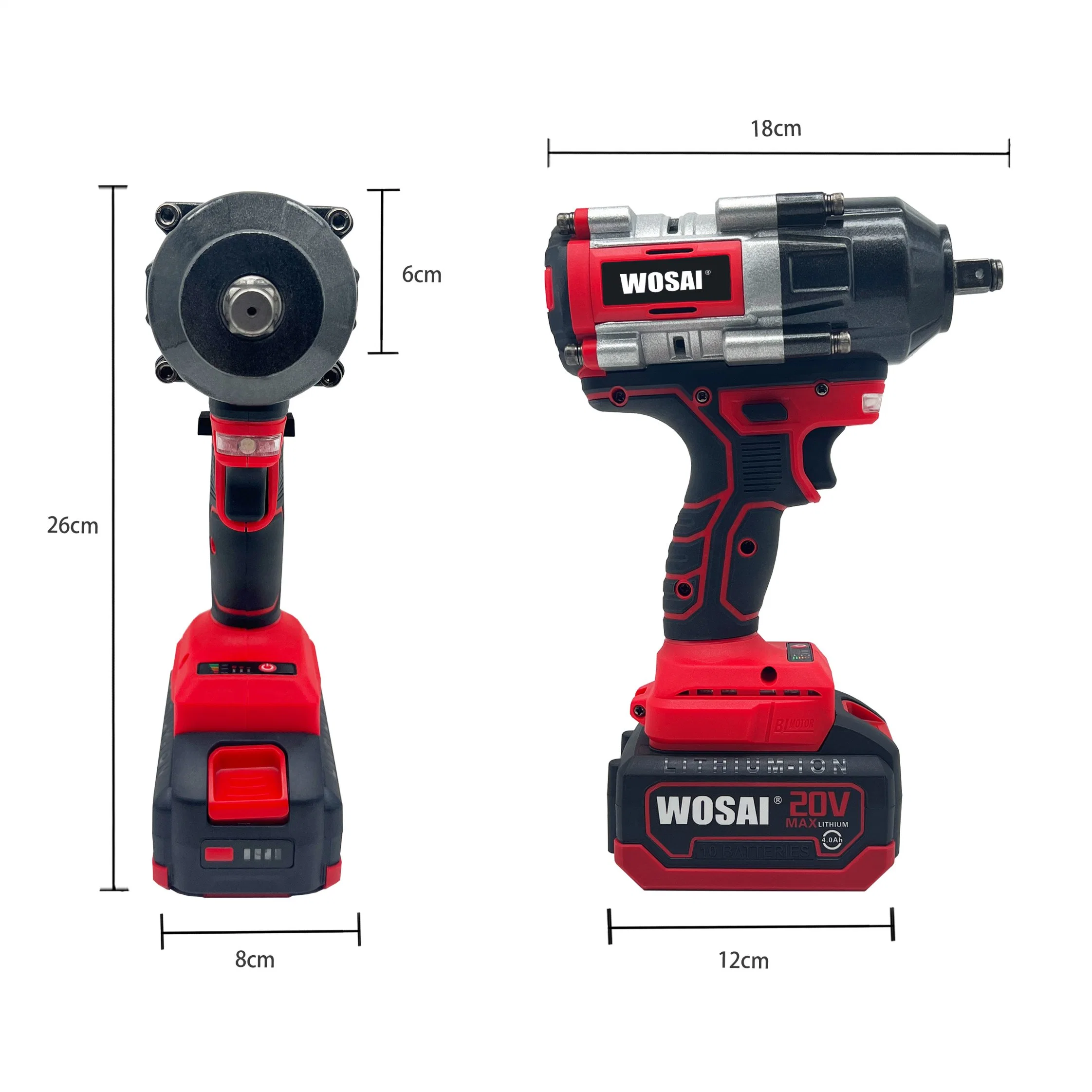 Amostra Wosai disponível a 800 nm impacto portátil de bateria sem fios de elevado binário Conjunto de chaves de roquete