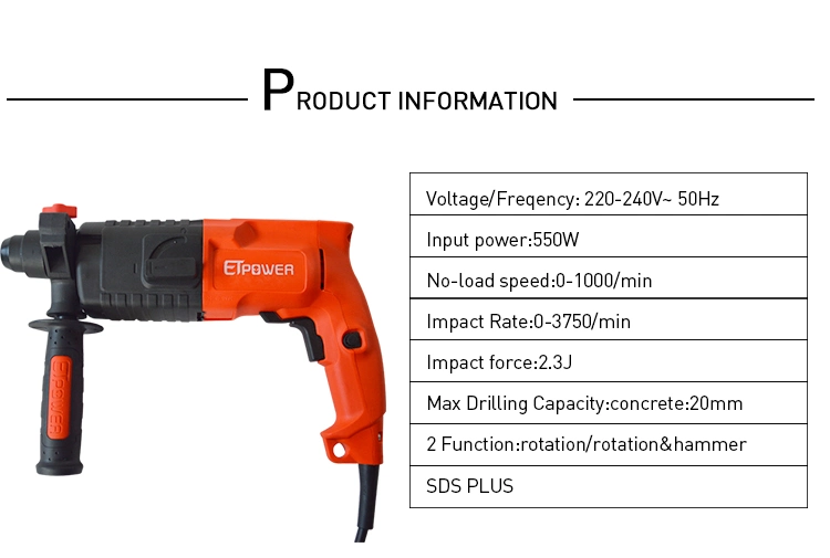 Etpower China Heißer Verkauf 20mm Rotary Hammer Bohrer