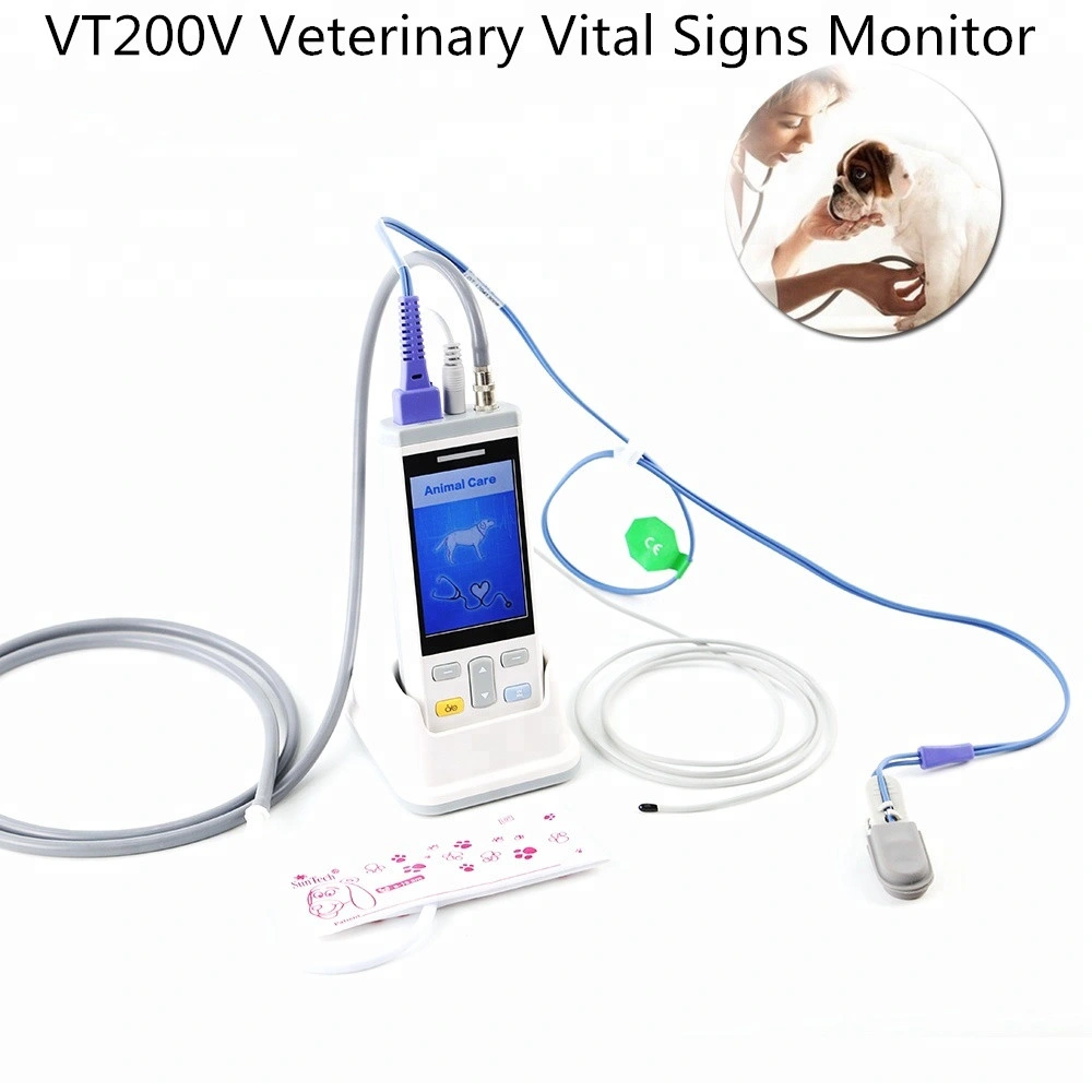 Vt200V Veterinary Handheld Vitalparameter Monitor Pulsoximeter Clinic Equipment für Katzen, Hunde, Pferde