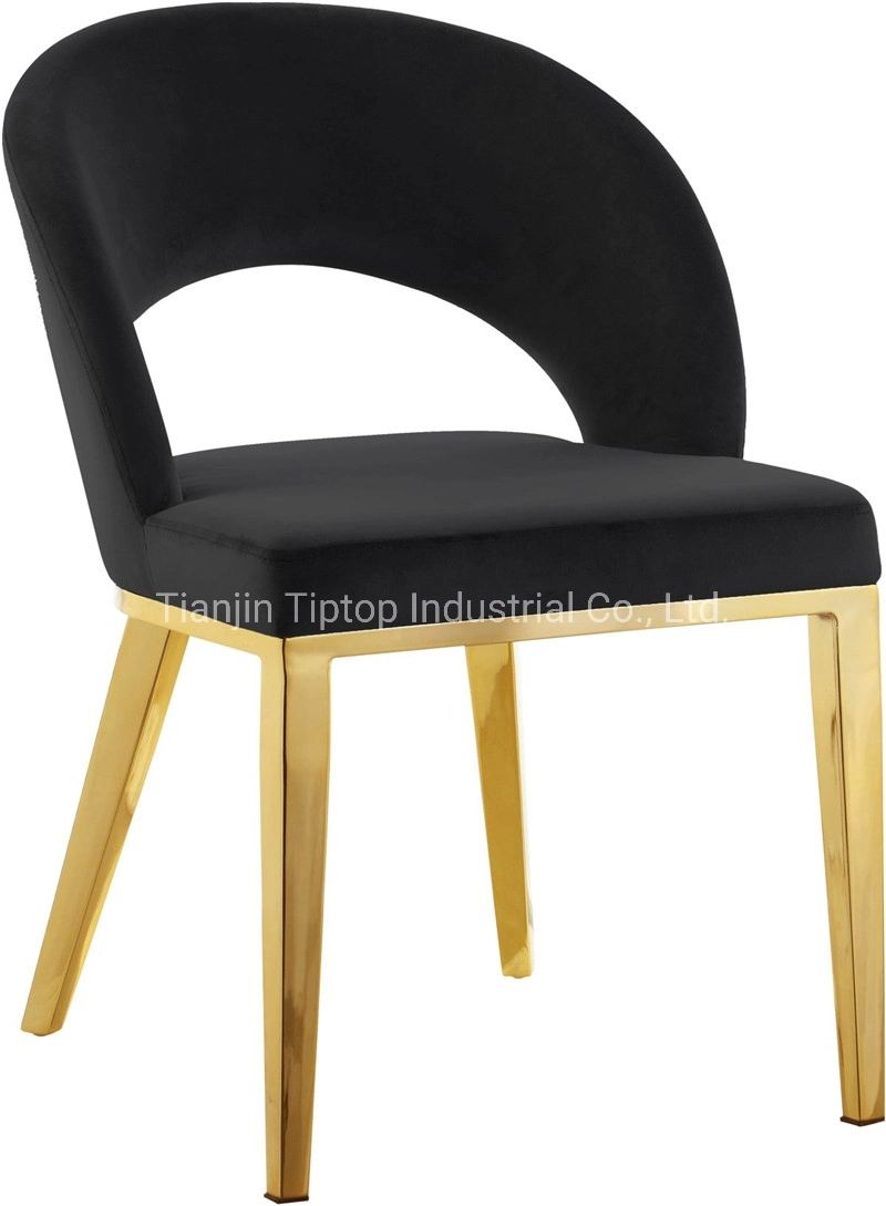 Modern Luxury Velvet Cushion Dining Chair Stainless Steel Waiting Bench &amp; Chair Supplier