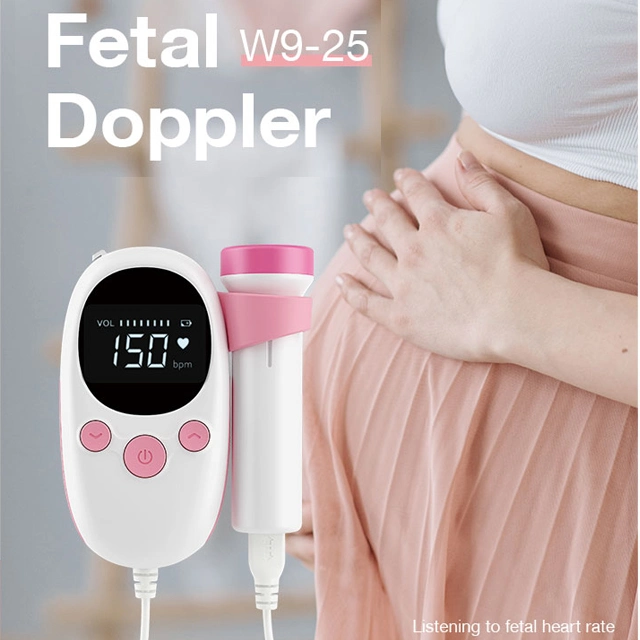 Doppler Fetal de bolsillo de alta calidad para el bebé de la Frecuencia Cardíaca Hospital Cuidados en el hogar producto W9-25 Monitor