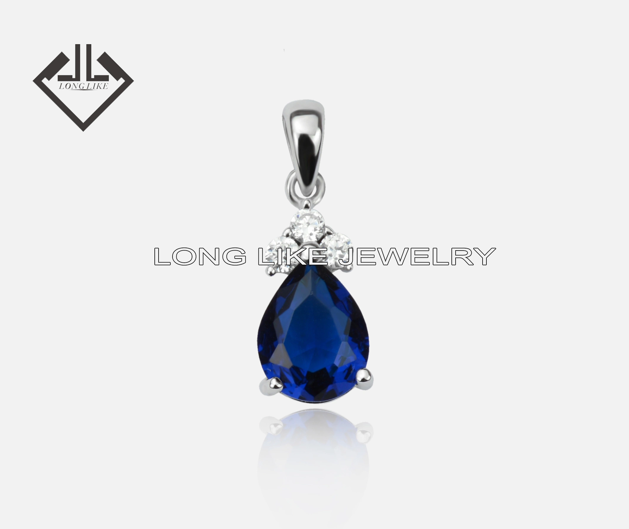 925 Sterling Silver Jewellery Sapphire Blue CZ Fashion Pendant