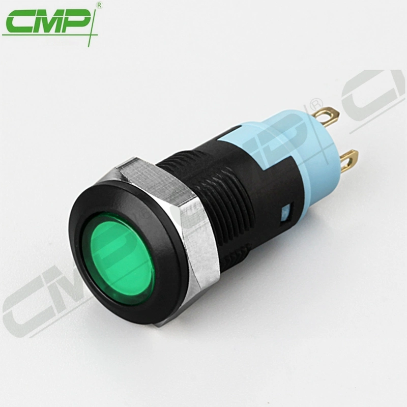 CMP 12mm Mini Anti-Vandal plástico verde do interruptor de botão de pressão com indicador