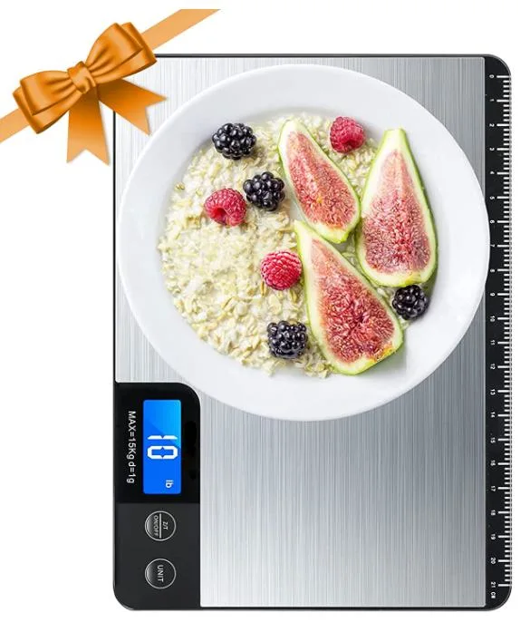 15kg 1g Stainless Steel Kitchen Scale with Backlight