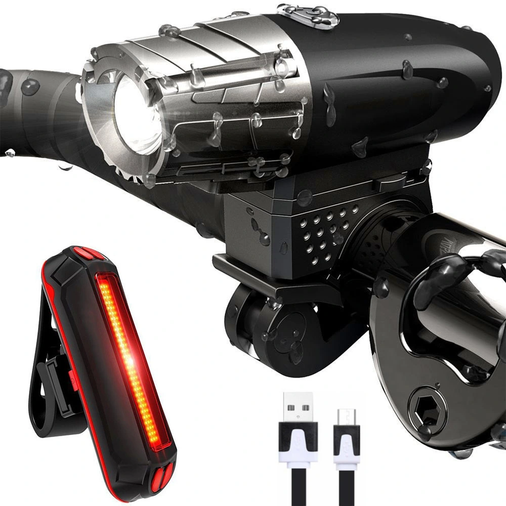 Youoklight Yk1528 Waterproof Bike Light Set LED Super Bright Bicycle Headlight + Tail Light USB Rechargeable