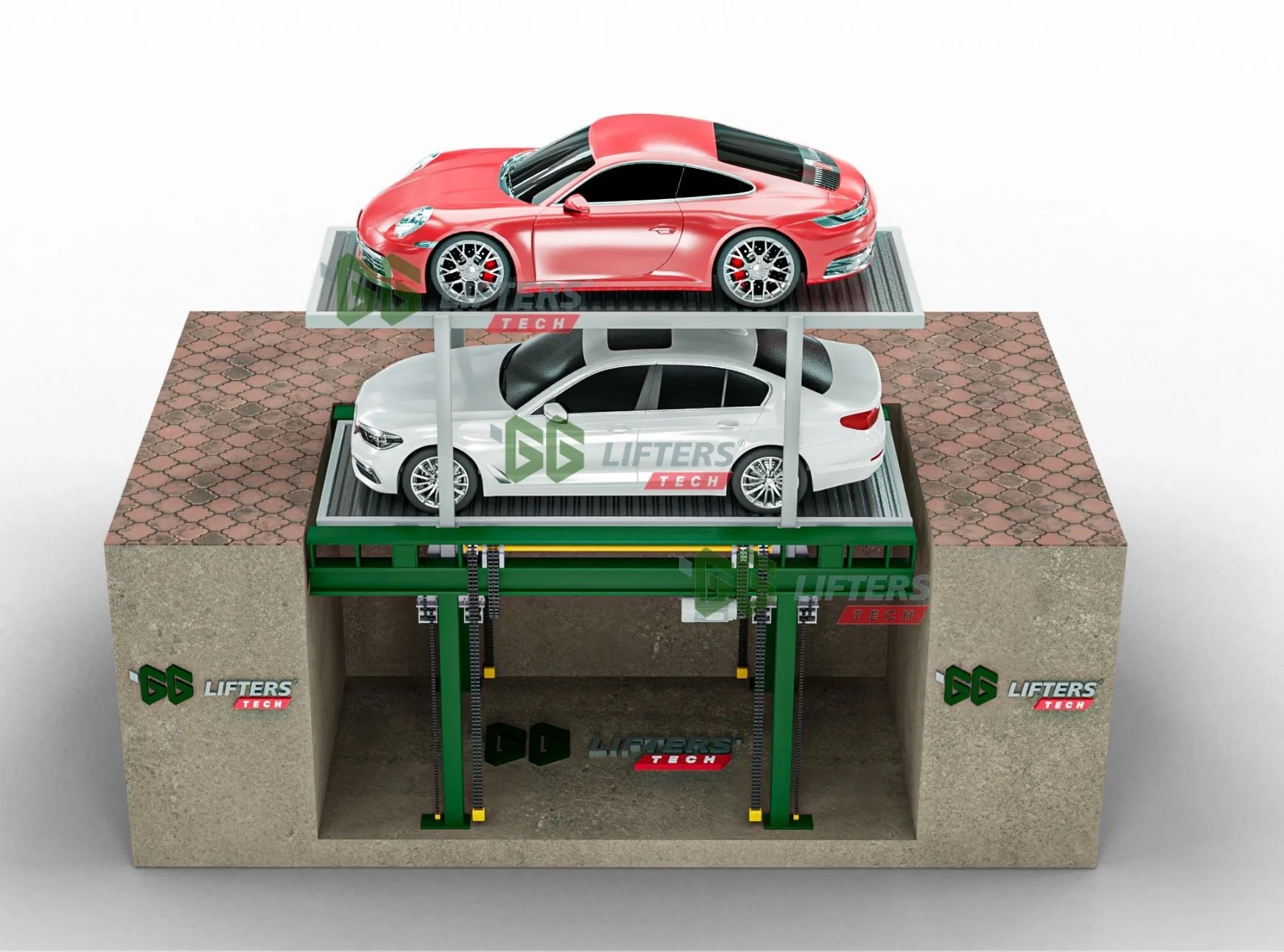 Pit inground car lift for 2-3 levels car parking system