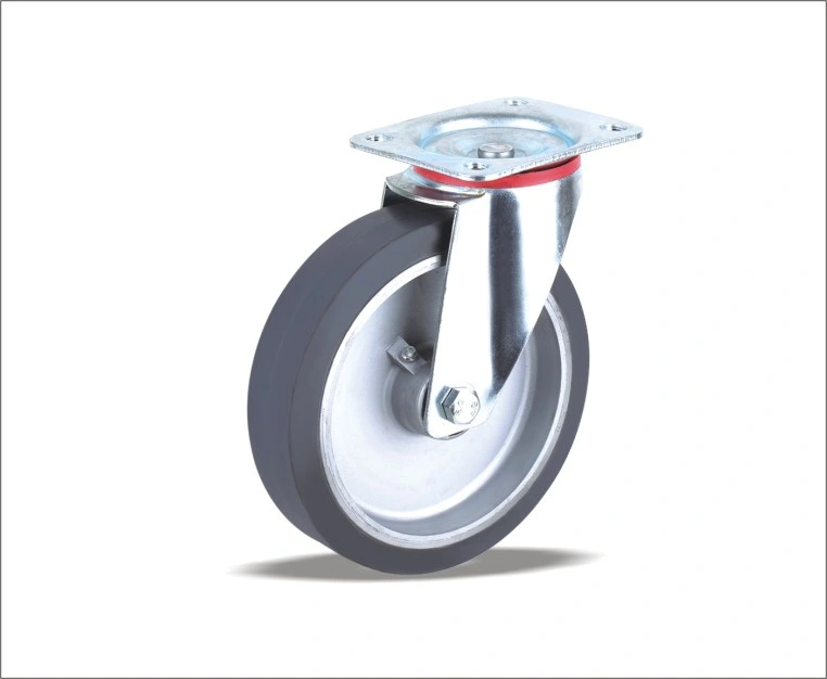 Top Quality Aluminum Core Swivel Caster with Elastic Rubber Wheels