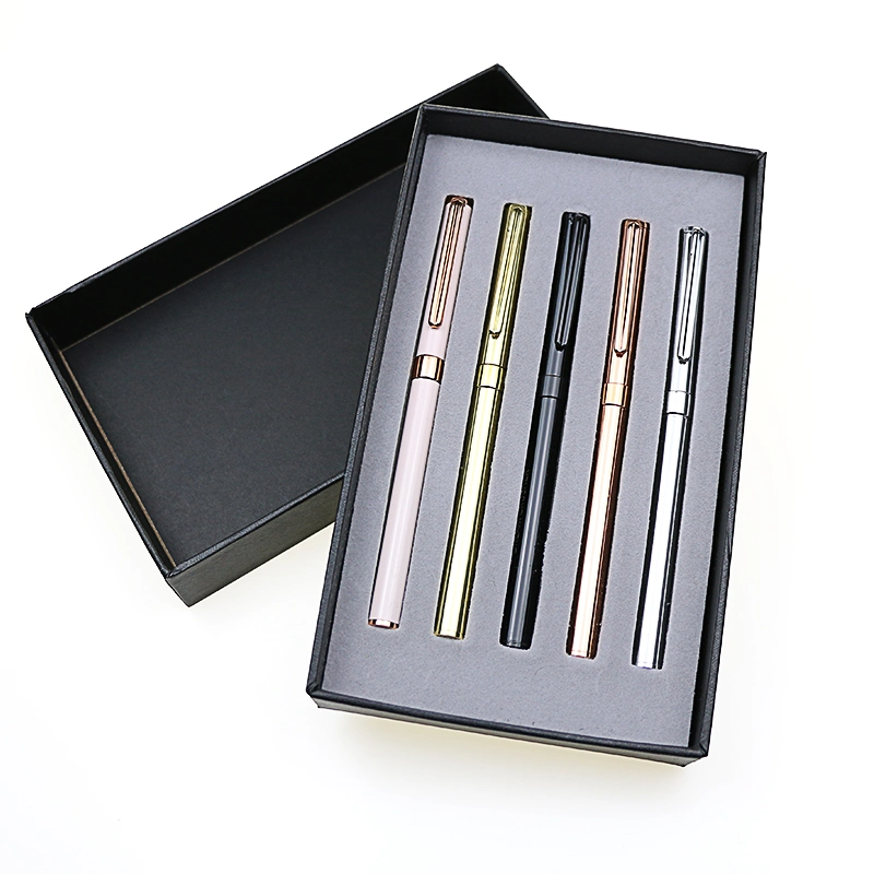 Luxury Gift Pen Set 5 Different Color Roller Pen with Paper Pen Case