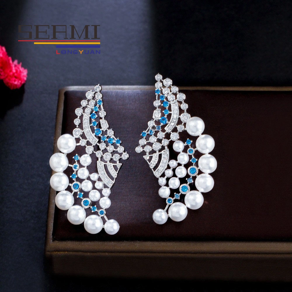 New Design Fashion Drop Earring with Pearl Fan for Trendy Women