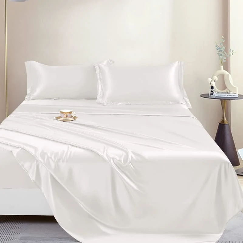 Home Textile Silk Fabric Bedding Duvet Quilt Comforter Sets Bedsheets Silk Pillowcase Bedding Set