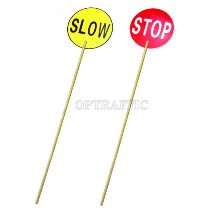 Manufacturer Custom Printing Australian Reflective 600mm Wood Hand Held Traffic Control Paddles Stop Slow Sign